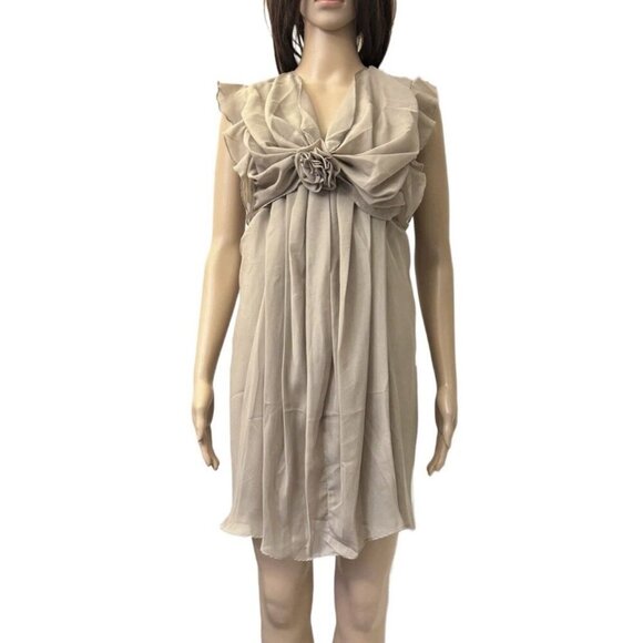RYU Dresses & Skirts - Ryu Women's Dress Size S Beige Sleeveless V-Neck Back Zipper Knee Length NWT